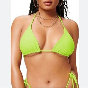 NWT GOOD AMERICAN Buttery Soft Neon Tiny Ties Triangle Bikini Top